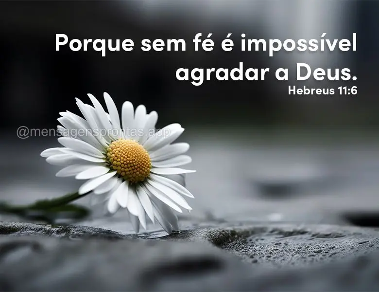 Porque sem fé é impossível agradar a Deus. Hebreus 11:6