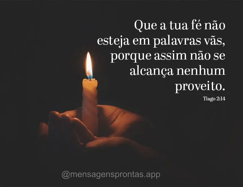 Que a tua fé não esteja em palavras vãs, porque assim não se alcança nenhum proveito. Tiago 2:14