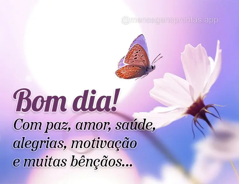 Com paz, amor, saúde, alegrias, motivação e muitas bênçãos... Bom dia! 