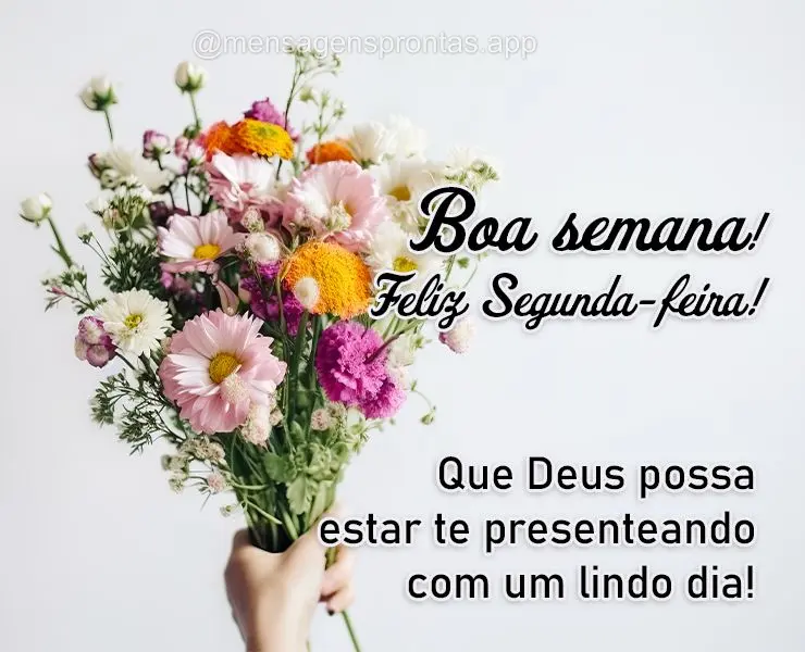 Que Deus possa estar te presenteando com um lindo dia! Boa semana e Feliz Segunda-feira!