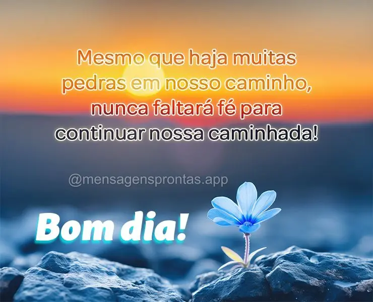 Mesmo que haja muitas pedras em nosso caminho, nunca faltará fé para continuar nossa caminhada! Bom dia!