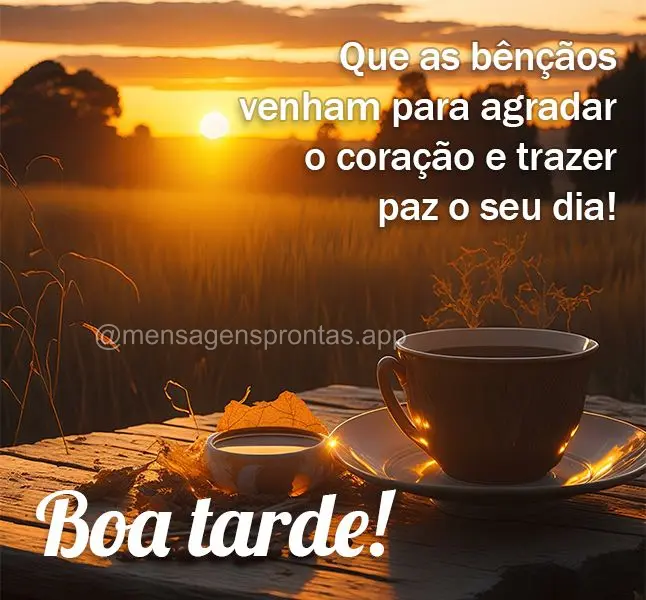 Que as bênçãos venham para agradar o coração e trazer paz o seu dia! Boa tarde!