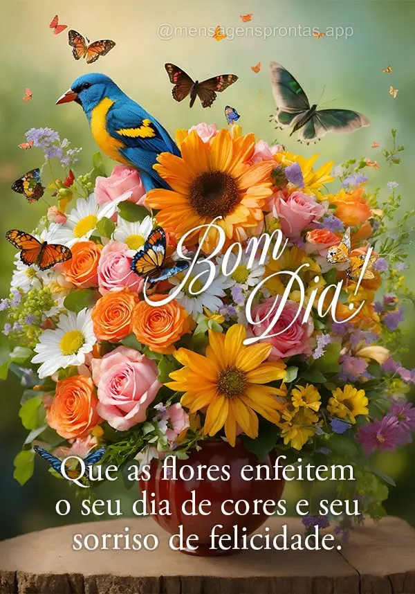 Que as flores enfeitem o seu dia de cores e seu sorriso de felicidade. Bom dia!