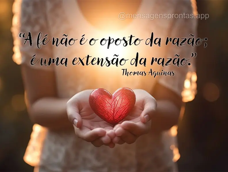 "A fé não é o oposto da razão; é uma extensão da razão." Thomas Aquinas