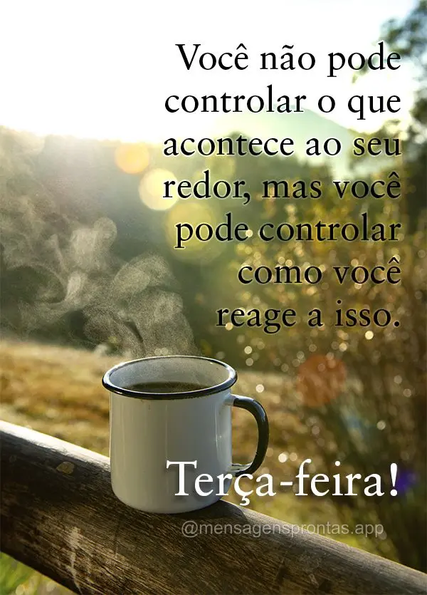 Você não pode controlar o que acontece ao seu redor, mas você pode controlar como você reage a isso. Terça-feira!