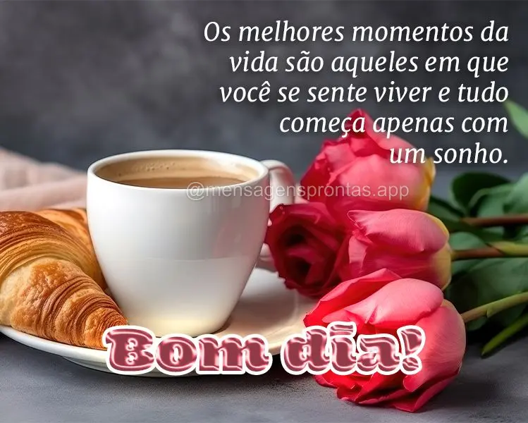 Os melhores momentos da vida são aqueles em que você se sente viver e tudo começa apenas com um sonho. Bom dia!