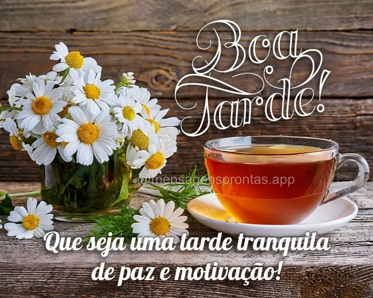 Que seja uma tarde tranquila de paz e motivação! Boa tarde!