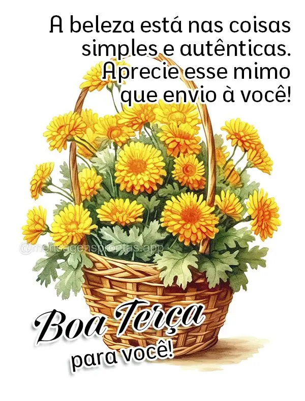 A beleza está nas coisas simples e autênticas. Aprecie esse mimo que envio à você! Boa Terça para você!