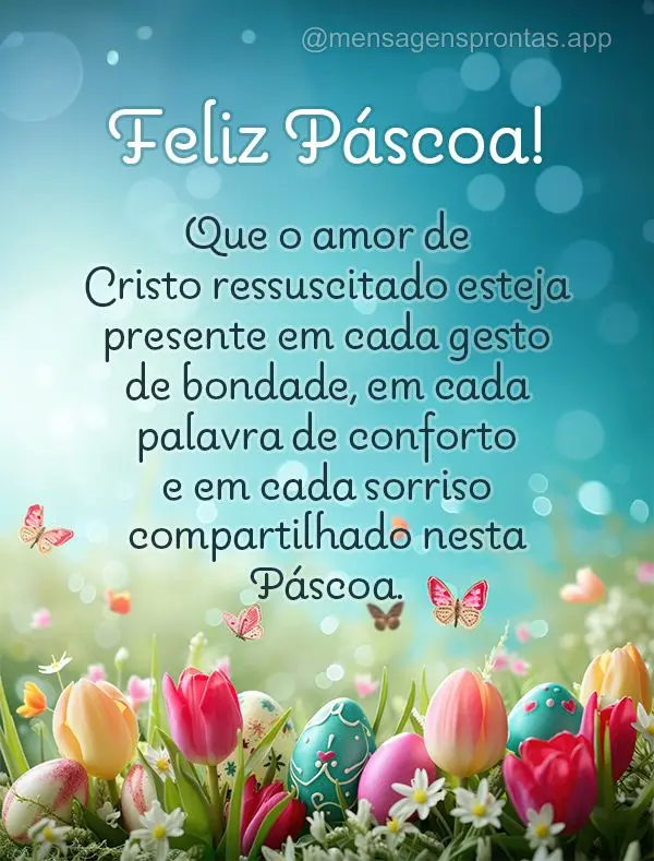 Que o amor de Cristo ressuscitado esteja presente em cada gesto de bondade, em cada palavra de conforto e em cada sorriso compartilhado nesta Páscoa. Fe...