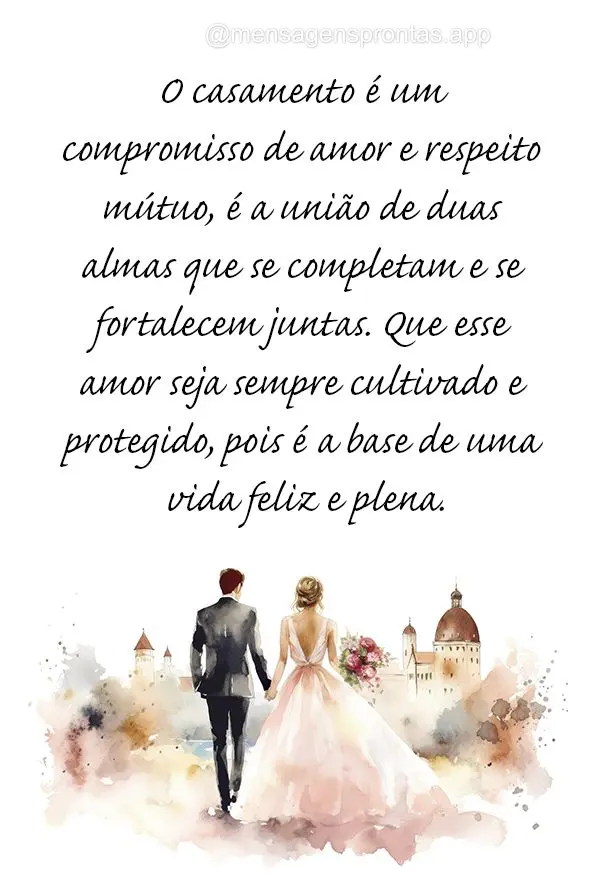 O casamento é um compromisso de amor e respeito mútuo, é a união de duas almas que se completam e se fortalecem juntas. Que esse amor seja sempre cul...