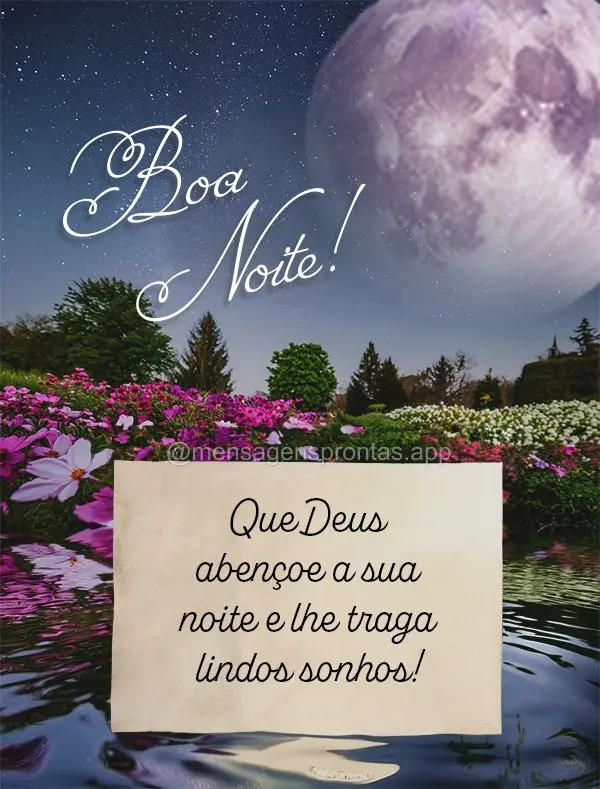 Que Deus abençoe a sua noite e lhe traga lindo sonhos! Boa noite!