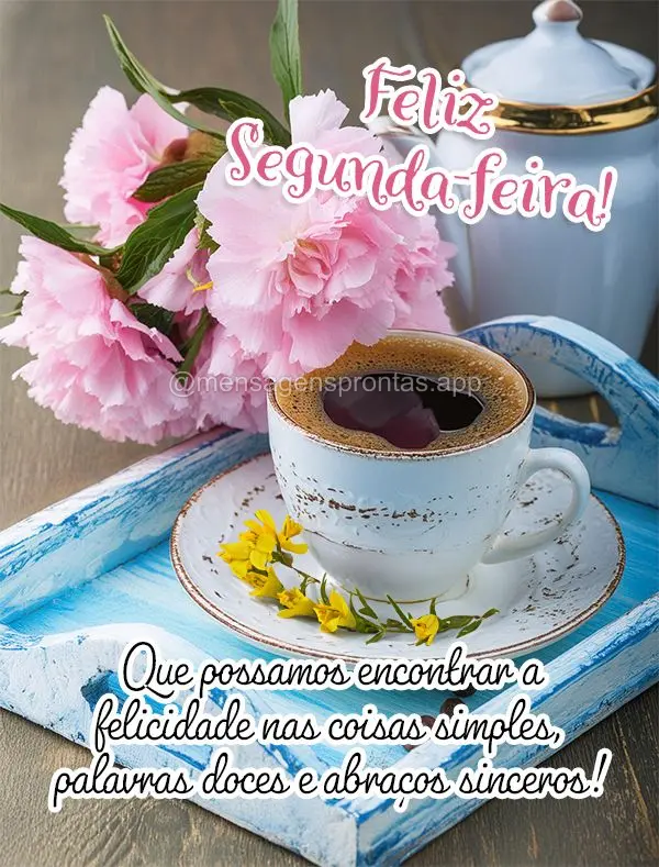 Que possamos encontrar a felicidade nas coisas simples, palavras doces e abraços sinceros! Feliz Segunda-feira!