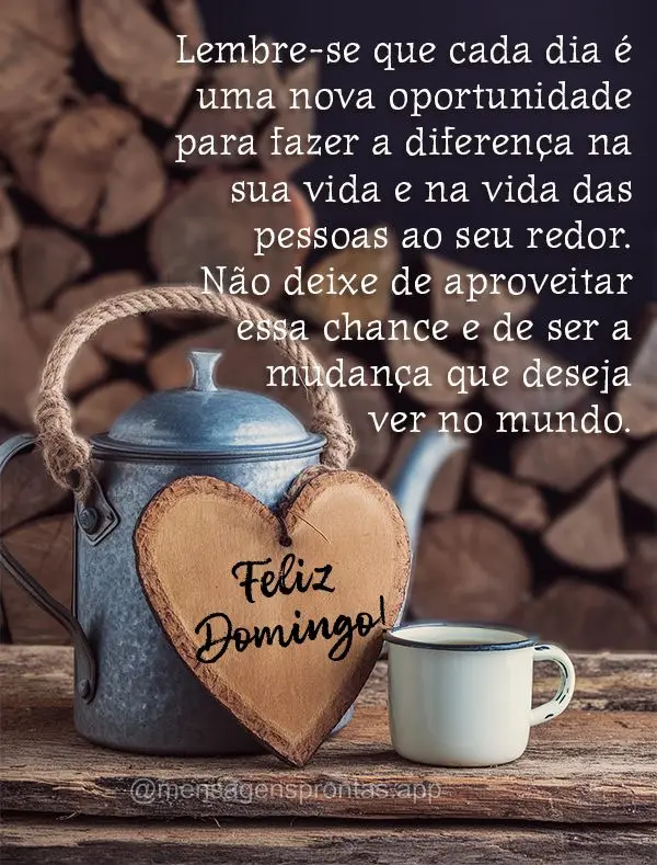 Lembre-se que cada dia é uma nova oportunidade para fazer a diferença na sua vida e na vida das pessoas ao seu redor. Não deixe de aproveitar essa cha...