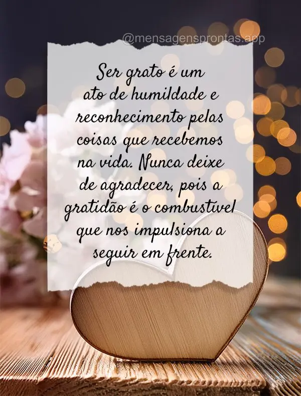 Ser grato é um ato de humildade e reconhecimento pelas coisas que recebemos na vida. Nunca deixe de agradecer, pois a gratidão é o combustível que no...