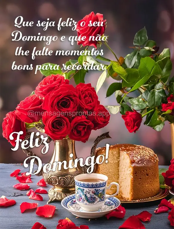 Que seja feliz o seu Domingo e que não lhe falte momentos bons para recordar. Feliz Domingo!