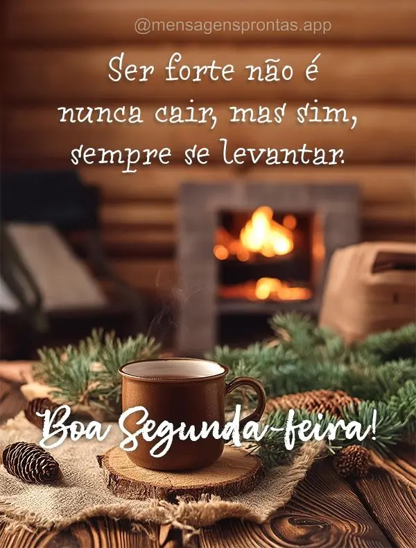 Ser forte não é nunca cair, mas sim, sempre se levantar. Boa Segunda-feira!