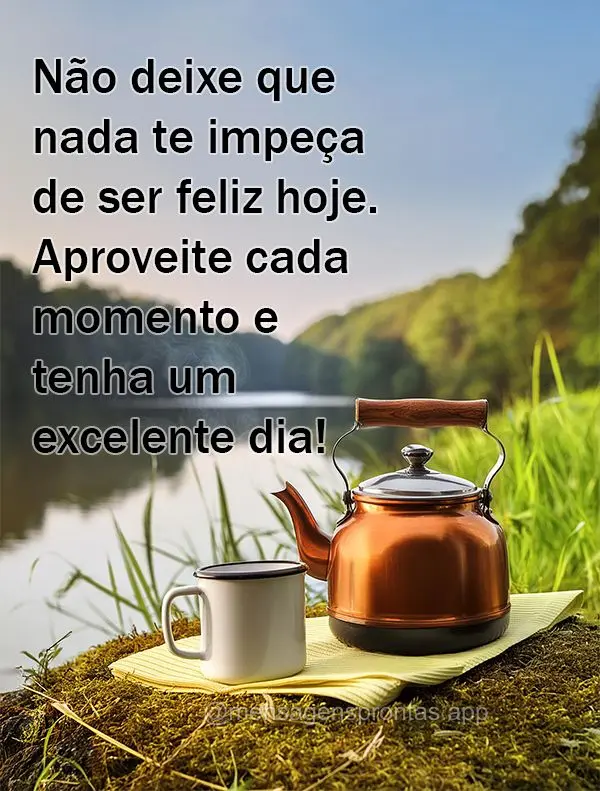 Não deixe que nada te impeça de ser feliz hoje. Aproveite cada momento e tenha um excelente dia!