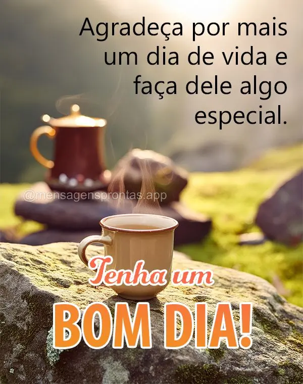 Agradeça por mais um dia de vida e faça dele algo especial. Tenha um bom dia!