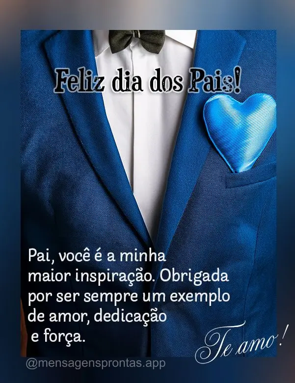 Pai, você é a minha maior inspiração. Obrigada por ser sempre um exemplo de amor, dedicação e força. Te amo! Feliz dia dos Pais!