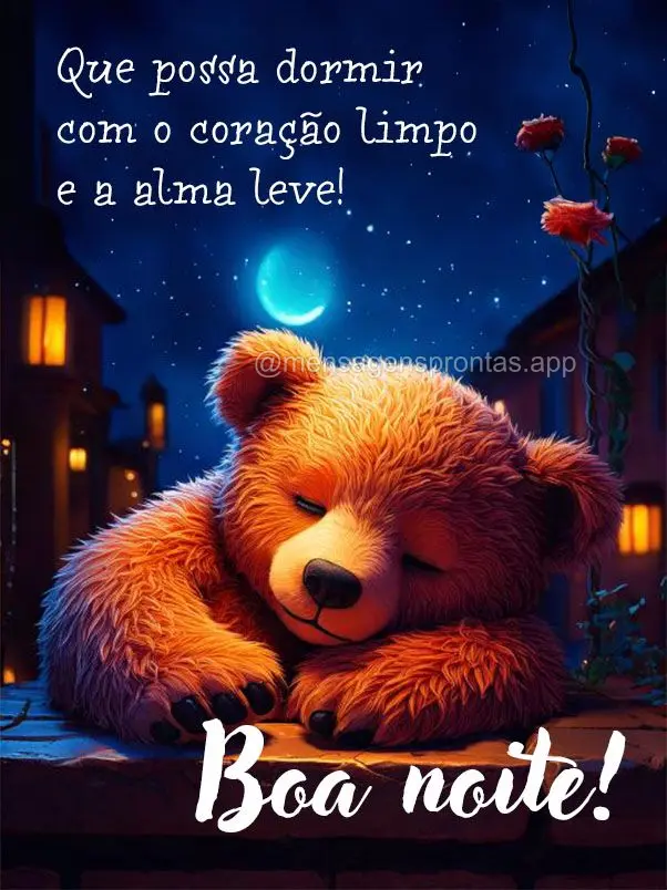 Que possa dormir com o coração limpo e a alma leve! Boa noite!