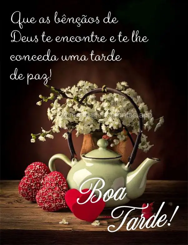 Que as bênçãos de Deus te encontre e te lhe conceda uma tarde de paz! Boa tarde!