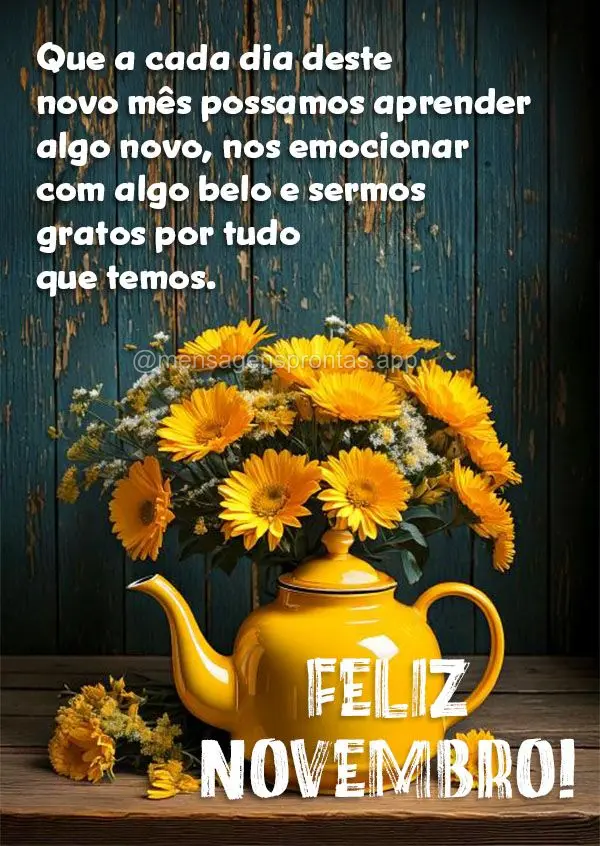 Que a cada dia deste novo mês possamos aprender algo novo, nos emocionar com algo belo e sermos gratos por tudo que temos. Que seja um mês de crescimen...