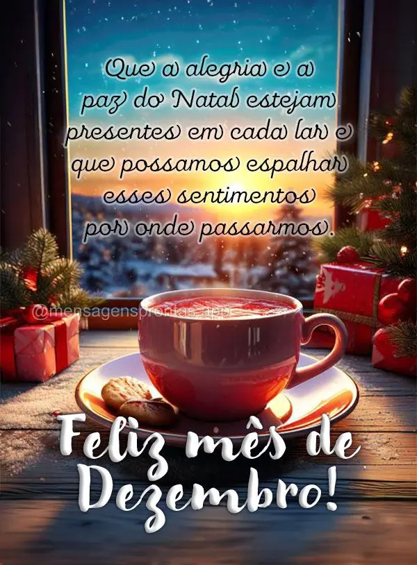 Que a alegria e a paz do Natal estejam presentes em cada lar e que possamos espalhar esses sentimentos por onde passarmos. Feliz mês de Dezembro!