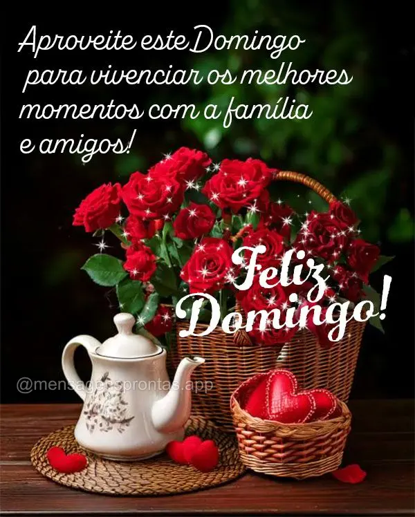 Aproveite este Domingo para vivenciar os melhores momentos com a família e amigos!  Feliz Domingo!