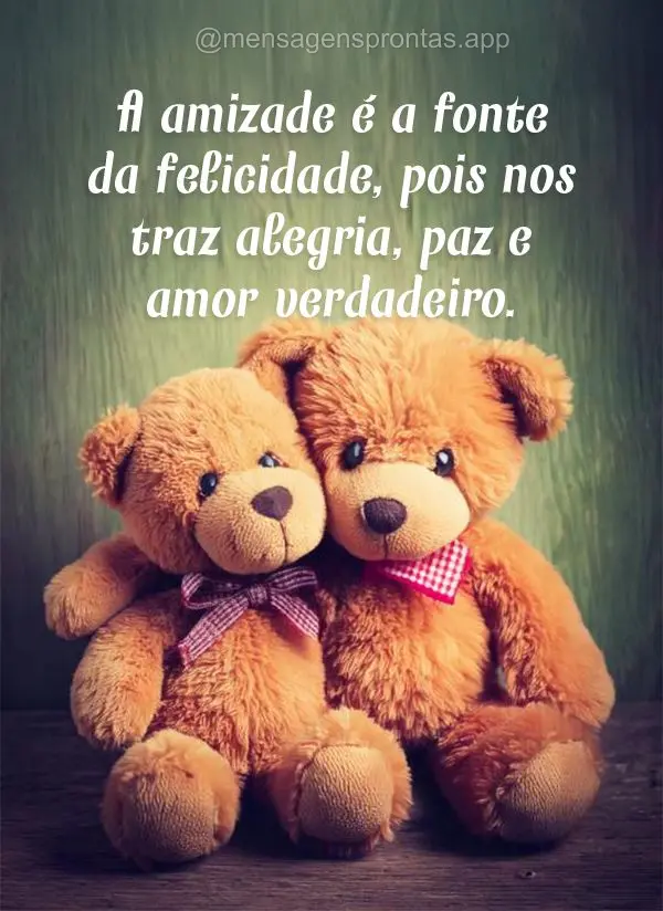 A amizade é a fonte da felicidade, pois nos traz alegria, paz e amor verdadeiro.