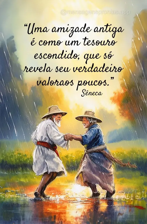 "Uma amizade antiga é como um tesouro escondido, que só revela seu verdadeiro valor aos poucos." Sêneca
