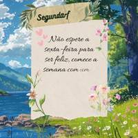 Não espere a sexta-feira para ser feliz, comece a semana com um sorriso no rosto e uma atitude positiva. Segunda-feira é apenas mais um dia para ser fe...