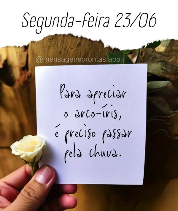 Para apreciar o arco-íris, é preciso passar pela chuva. Segunda-feira 23/06