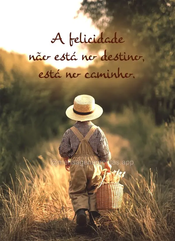 A felicidade não está no destino, está no caminho.