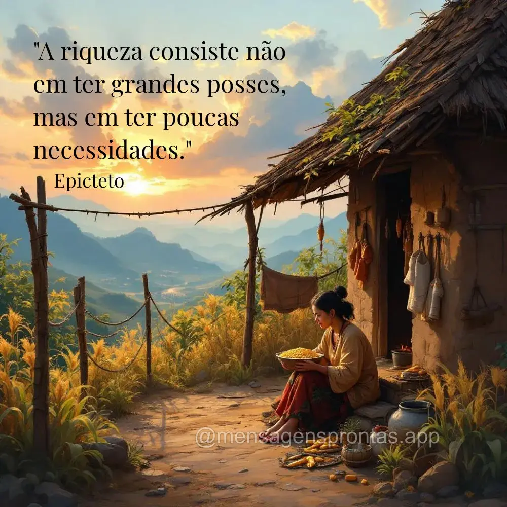 "A riqueza consiste não em ter grandes posses, mas em ter poucas 
necessidades." Epicteto