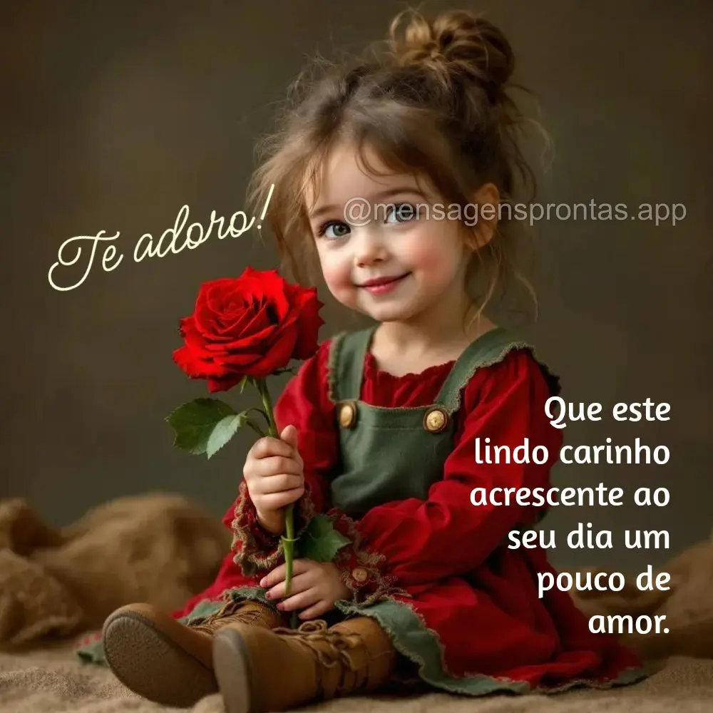 Que este 
lindo carinho acrescente ao seu dia um 
pouco de amor.  Te adoro!