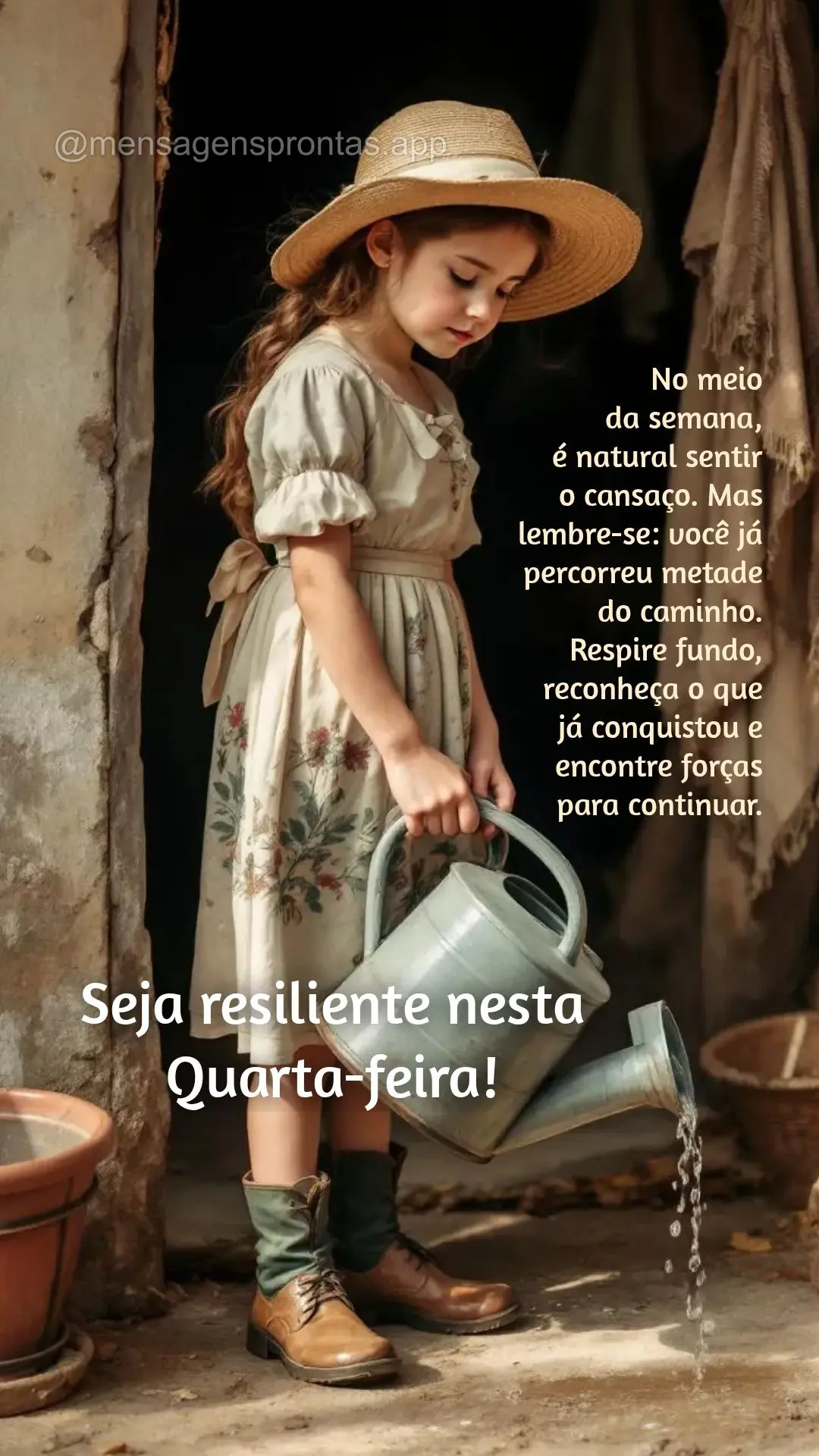 No meio 
da semana, 
é natural sentir 
o cansaço. Mas lembre-se: você já percorreu metade do caminho. Respire fundo, reconheça o que 
já conqui...