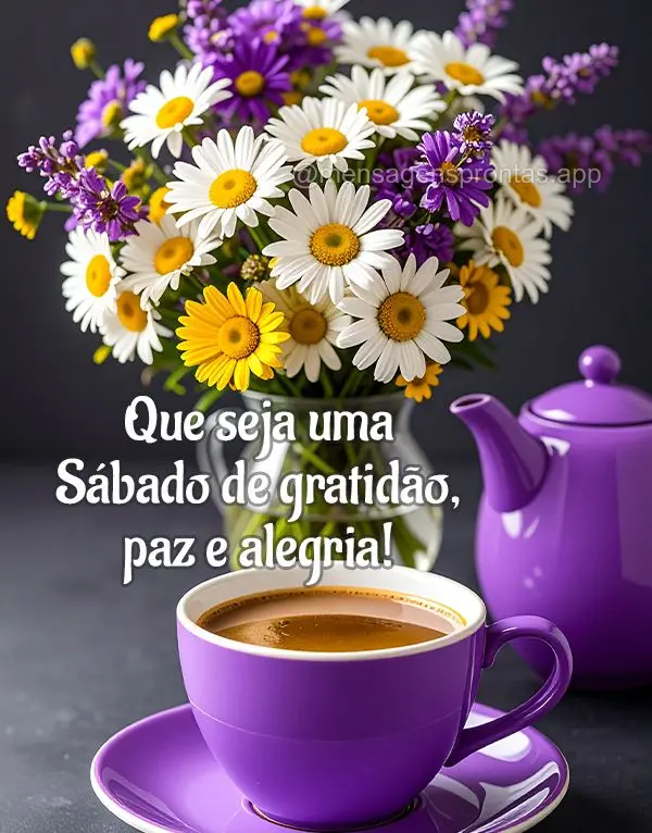 Que seja uma Sábado de gratidão, paz e alegria!