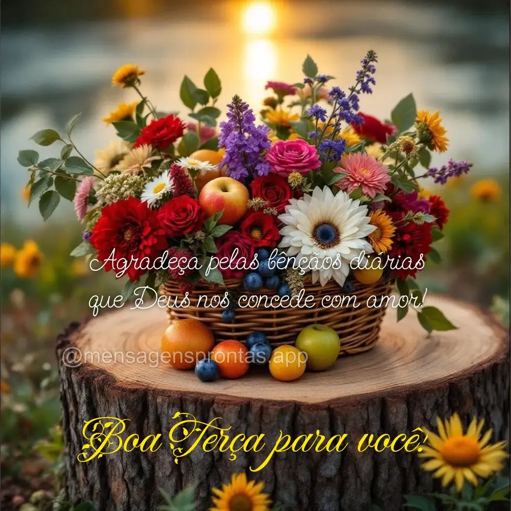 Agradeça pelas bênçãos diárias que Deus nos concede com amor! Boa Terça para você!