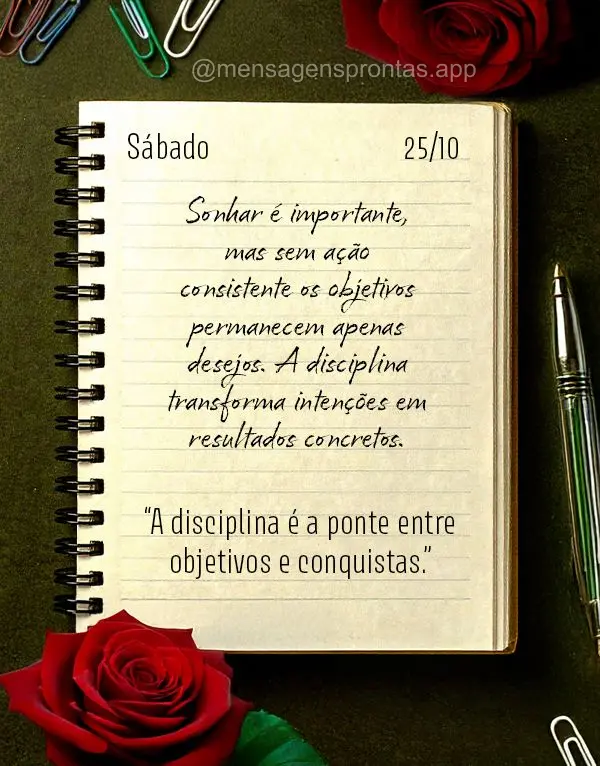 "A disciplina é a ponte entre objetivos e conquistas."
Sonhar é importante, mas sem ação consistente os objetivos permanecem apenas desejos. A disci...