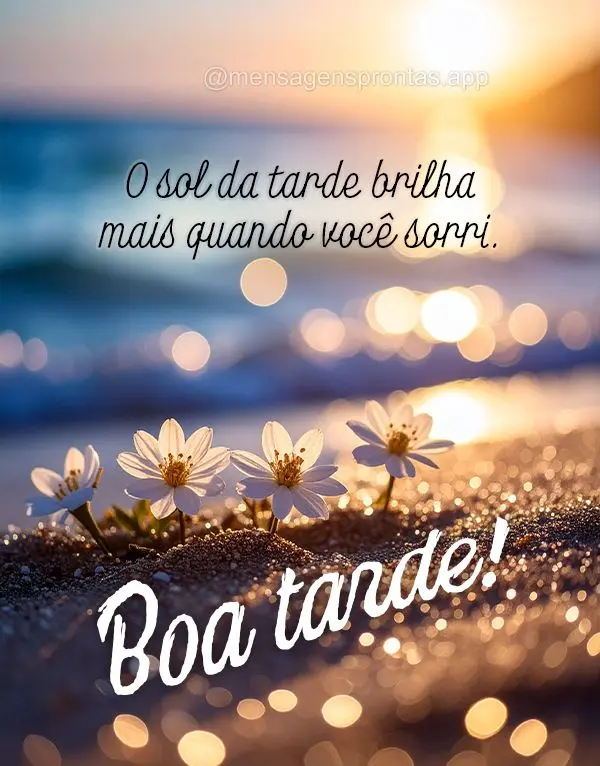 O sol da tarde brilha mais quando você sorri. Boa tarde!