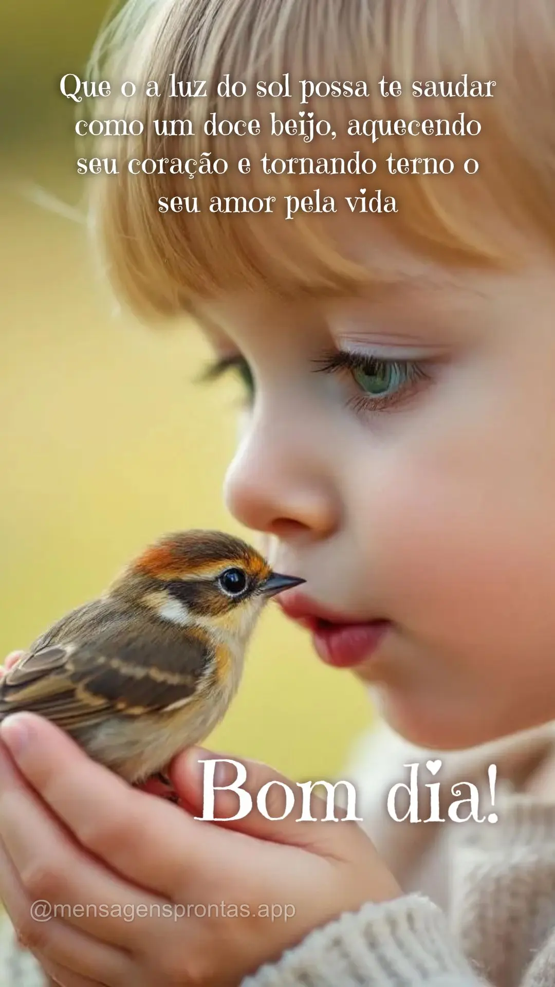 Que o a luz do sol possa te saudar como um doce beijo, aquecendo seu coração e tornando terno o seu amor pela vida Bom dia!