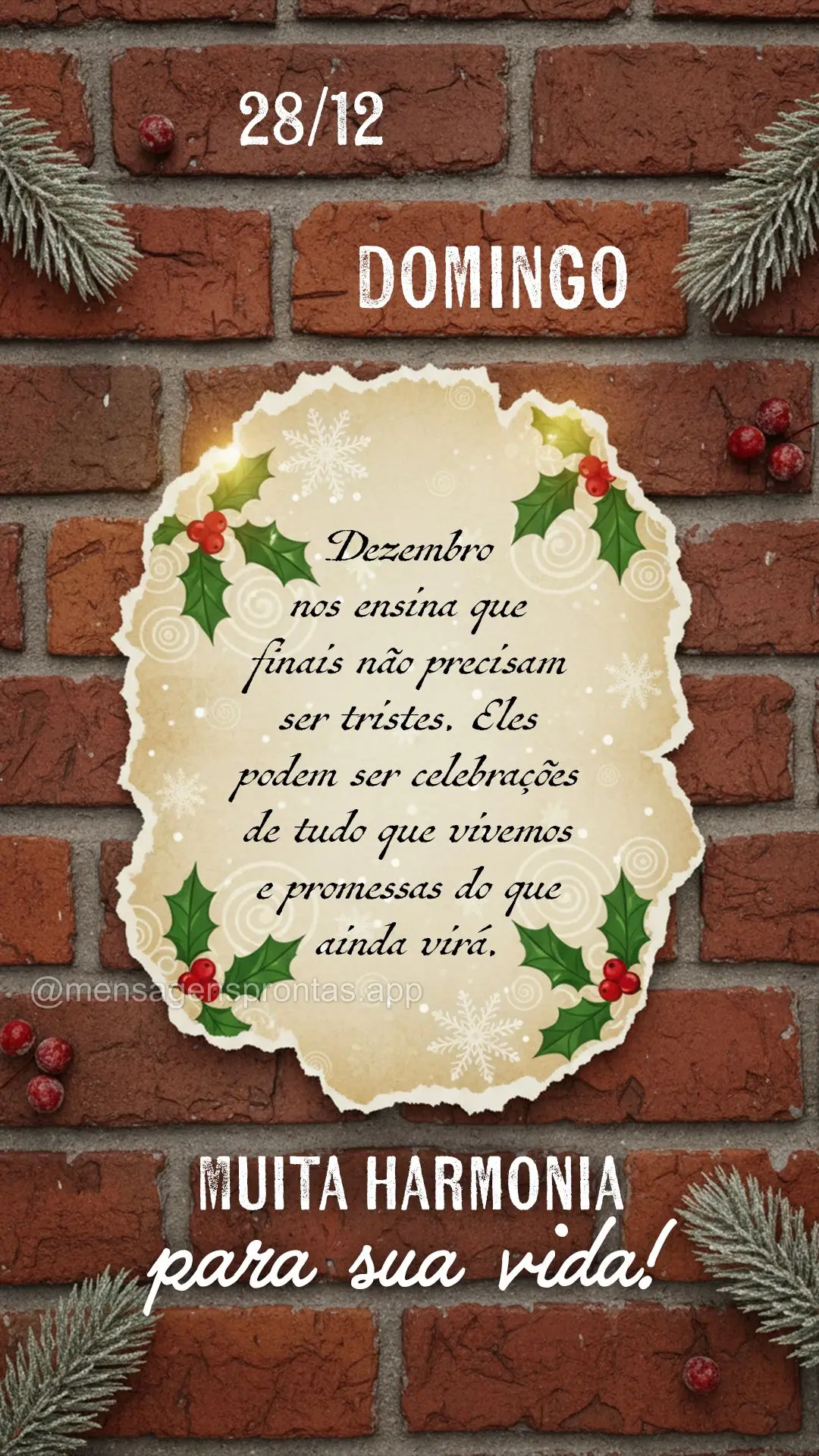 Dezembro nos ensina que finais não precisam ser tristes. Eles podem ser celebrações de tudo que vivemos e promessas do que ainda virá. Muita harmonia...