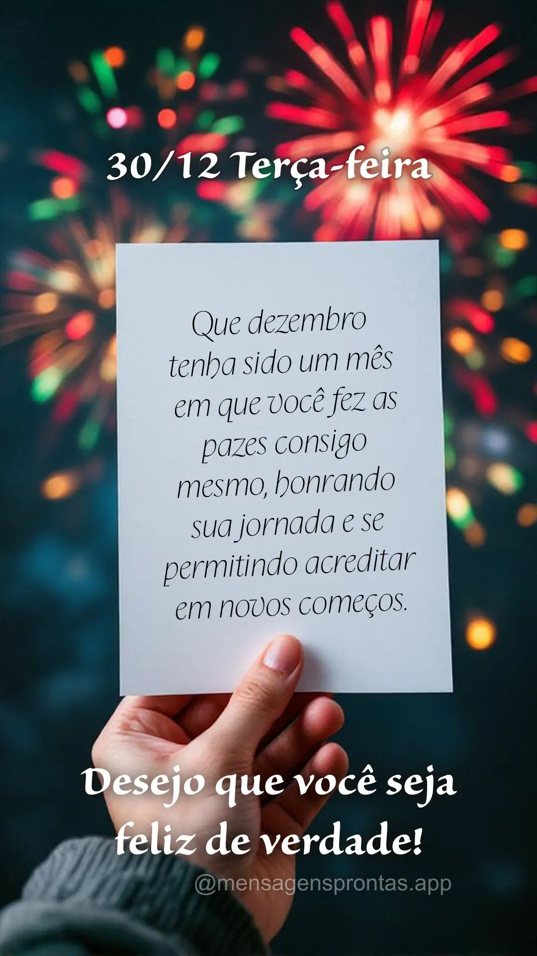 Que dezembro tenha sido um mês em que você fez as pazes consigo mesmo, honrando sua jornada e se permitindo acreditar em novos começos. Desejo que voc...