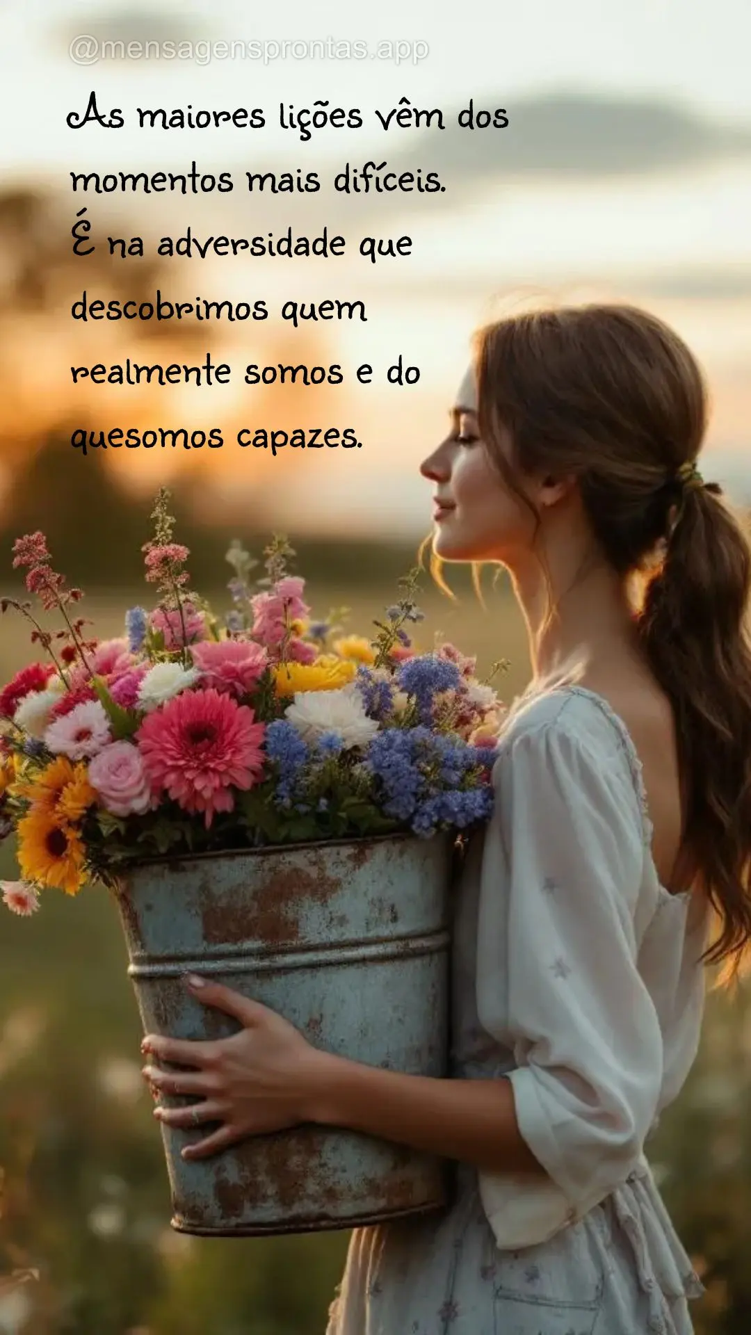 As maiores lições vêm dos 
momentos mais difíceis. 
É na adversidade que 
descobrimos quem 
realmente somos e do 
quesomos capazes.