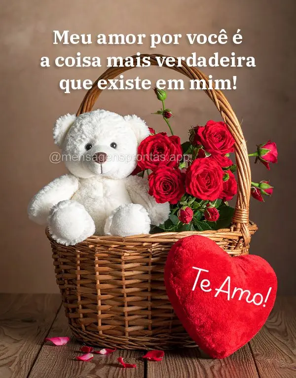 Meu amor por você é a coisa mais verdadeira que existe em mim! Te amo!