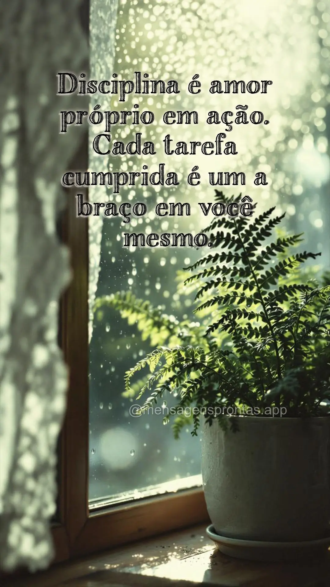 Disciplina é amor próprio em ação. Cada tarefa cumprida é um abraço em você mesmo.
