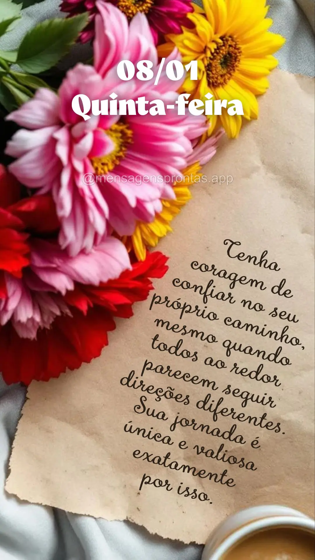 Tenha coragem de confiar no seu próprio caminho, mesmo quando todos ao redor parecem seguir direções diferentes. Sua jornada é única e valiosa exata...