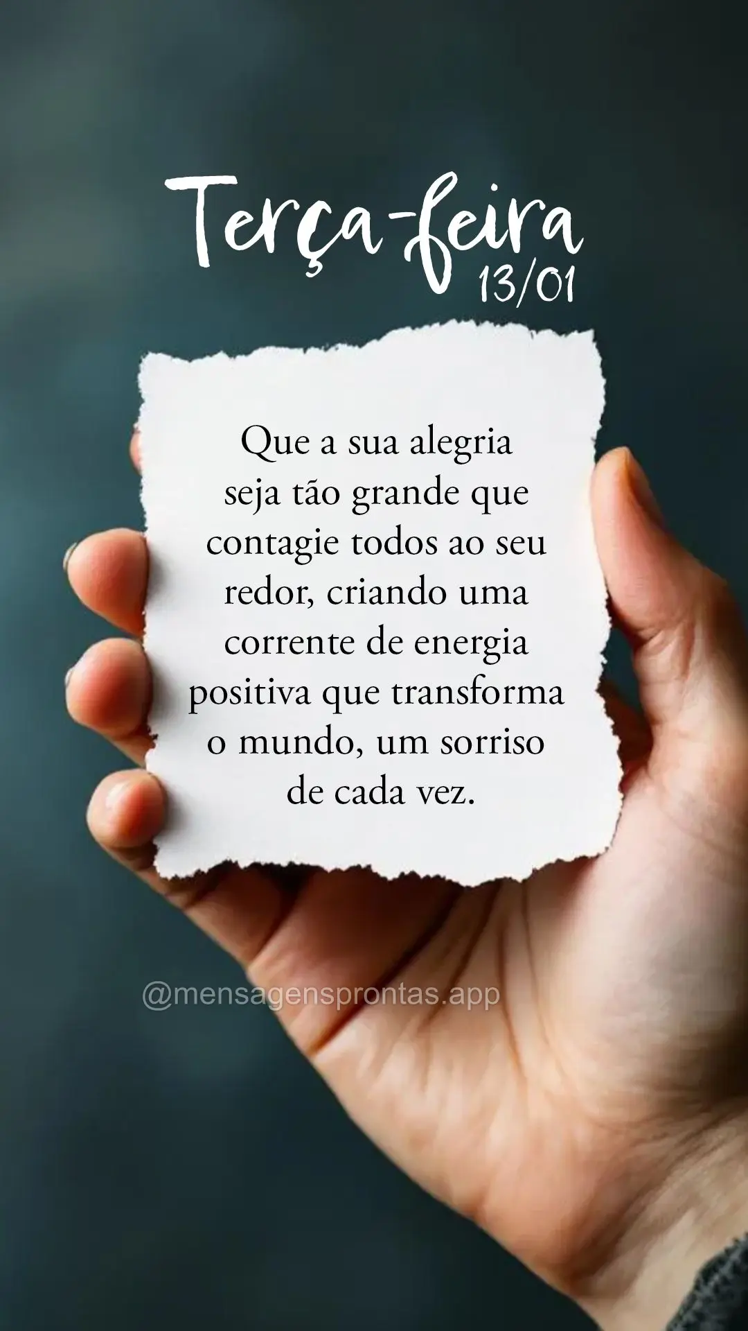 Que a sua alegria seja tão grande que contagie todos ao seu redor, criando uma corrente de energia positiva que transforma o mundo, um sorriso de cada v...