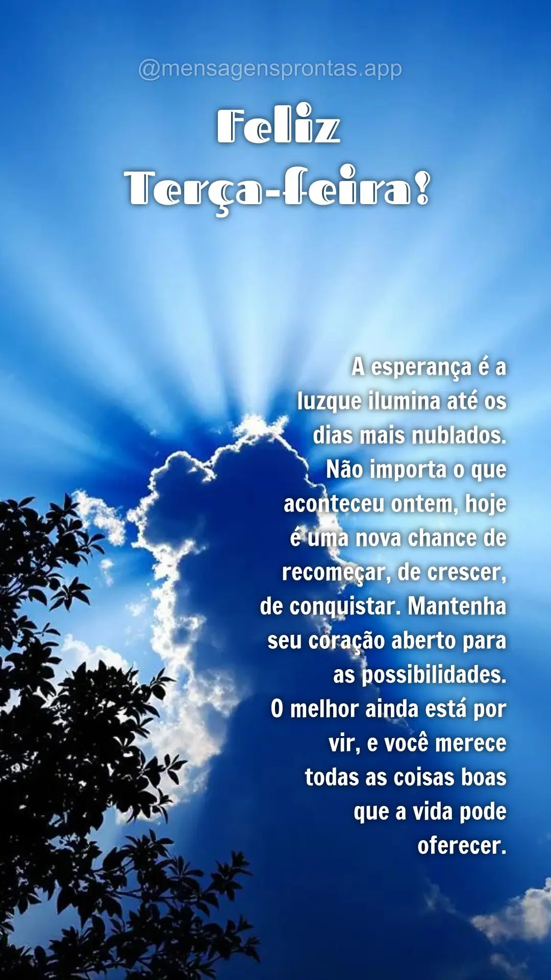 A esperança é a 
luzque ilumina até os 
dias mais nublados. 
Não importa o que aconteceu ontem, hoje 
é uma nova chance de recomeçar, de cresce...