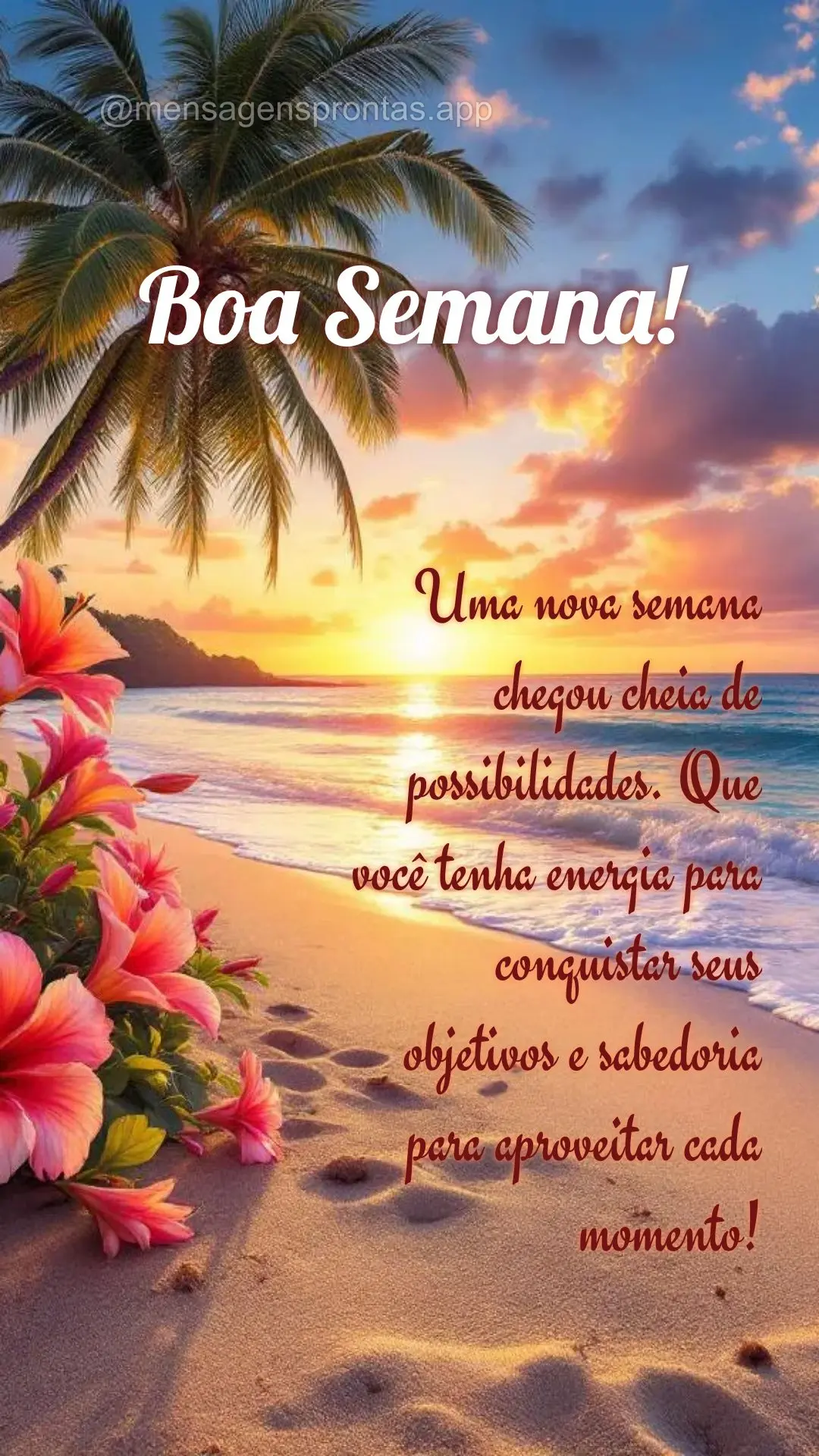 Uma nova semana chegou cheia de possibilidades. Que você tenha energia para conquistar seus objetivos e sabedoria para aproveitar cada momento! Boa Sema...